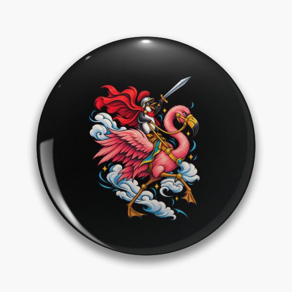 Item preview, Funny Penguin Knight on Flamingo Fantasy Adventure Art designed and sold by elderberry.