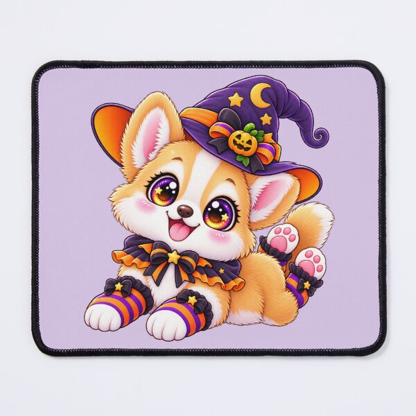 Item preview, Kawaii Corgi Witch Socks Sticker Art – Cute Chibi Halloween Illustration designed and sold by MagicMakerPh.