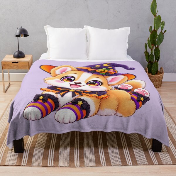 Item preview, Kawaii Corgi Witch Socks Sticker Art – Cute Chibi Halloween Illustration designed and sold by MagicMakerPh.