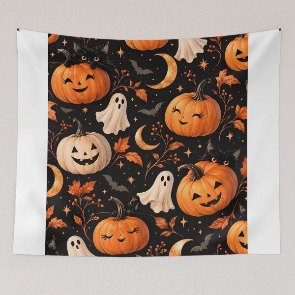 Item preview, Halloween pumpkin and ghost patterns designed and sold by Fotografin1981.
