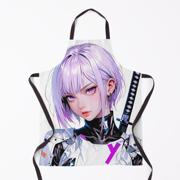 Item preview, Cyberpunk Samurai Girl Purple Hair Futuristic Warrior Anime Aesthetic designed and sold by Dyan4.