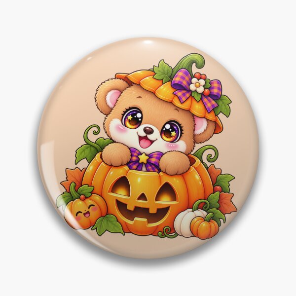 Item preview, Kawaii Teddy Bear in Pumpkin Sticker Art – Cute Chibi Halloween Illustration designed and sold by MagicMakerPh.