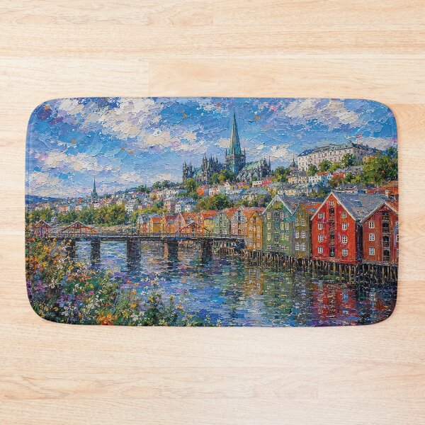 Item preview, Trondheim, Norway – a painting of a summer day in this beautiful Scandinavian city. designed and sold by GalleryKauffeld.