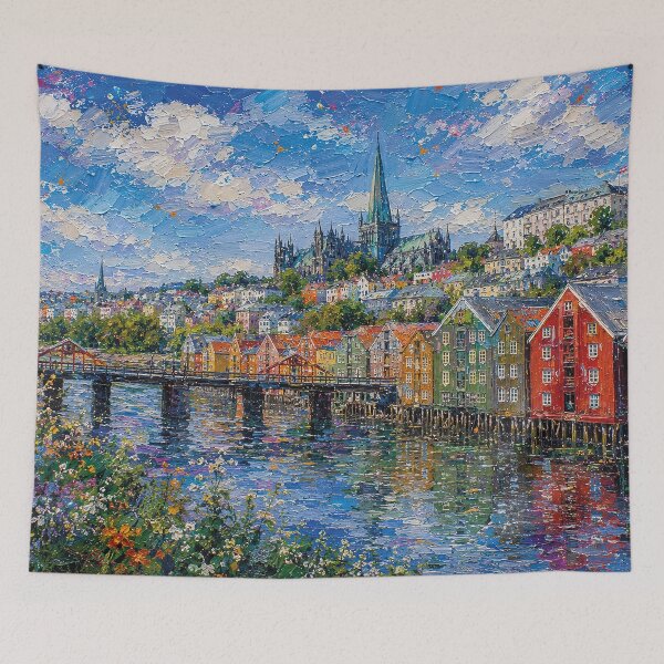 Item preview, Trondheim, Norway – a painting of a summer day in this beautiful Scandinavian city. designed and sold by GalleryKauffeld.