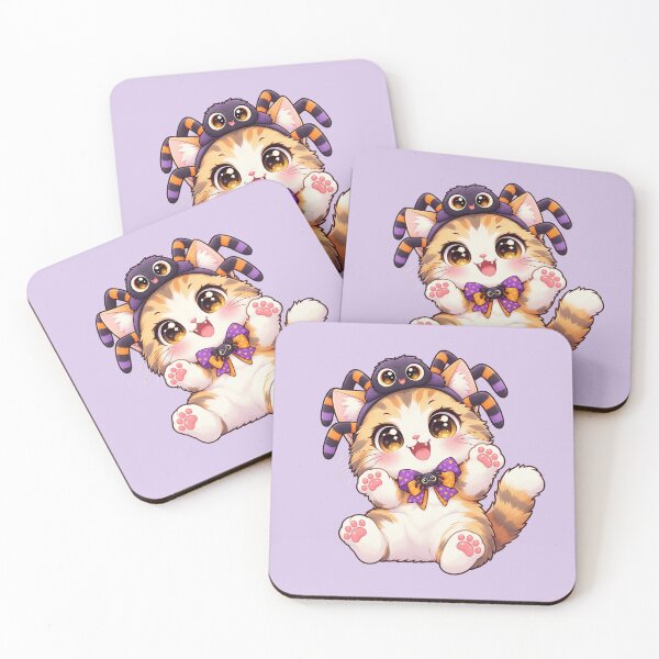Item preview, Kawaii Spider Headband Cat Sticker Art – Cute Chibi Halloween Illustration designed and sold by MagicMakerPh.