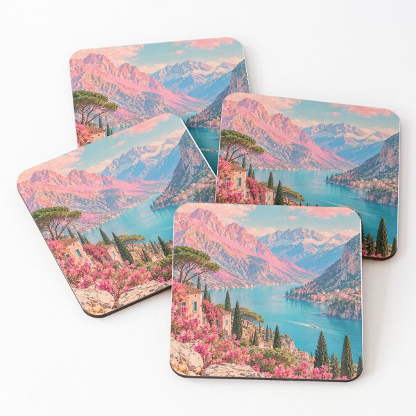 Item preview, Pink Mountain Paradise – Colorful Maximalist Landscape Wall Art designed and sold by Quiet Sun.