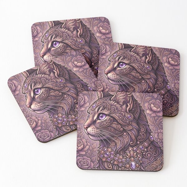 Item preview, Mystic Purple Mandala Cat Ornate Floral Feline Art designed and sold by Mindworx21.