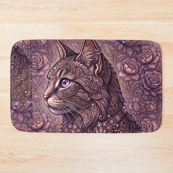 Item preview, Mystic Purple Mandala Cat Ornate Floral Feline Art designed and sold by Mindworx21.
