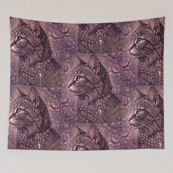 Item preview, Mystic Purple Mandala Cat Ornate Floral Feline Art designed and sold by Mindworx21.