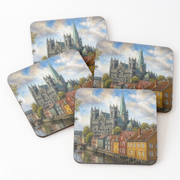 Item preview, Bakklandet in Trondheim painting, Norway – A Beautiful place in Scandinavia. designed and sold by GalleryKauffeld.