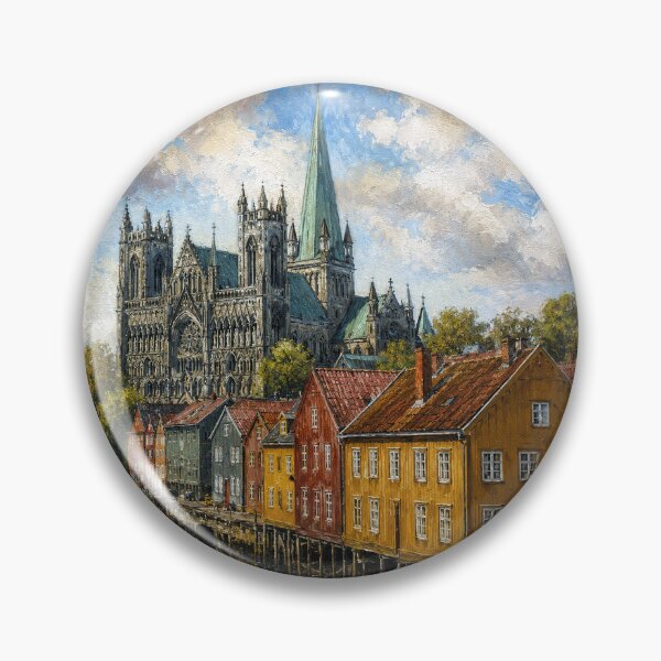 Item preview, Bakklandet in Trondheim painting, Norway – A Beautiful place in Scandinavia. designed and sold by GalleryKauffeld.