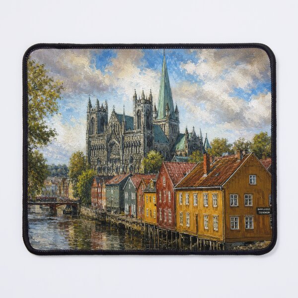 Item preview, Bakklandet in Trondheim painting, Norway – A Beautiful place in Scandinavia. designed and sold by GalleryKauffeld.