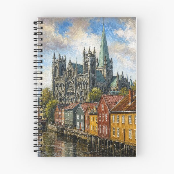 Item preview, Bakklandet in Trondheim painting, Norway – A Beautiful place in Scandinavia. designed and sold by GalleryKauffeld.