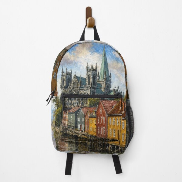 Item preview, Bakklandet in Trondheim painting, Norway – A Beautiful place in Scandinavia. designed and sold by GalleryKauffeld.