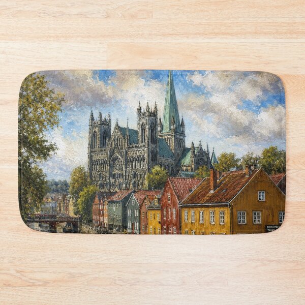 Item preview, Bakklandet in Trondheim painting, Norway – A Beautiful place in Scandinavia. designed and sold by GalleryKauffeld.