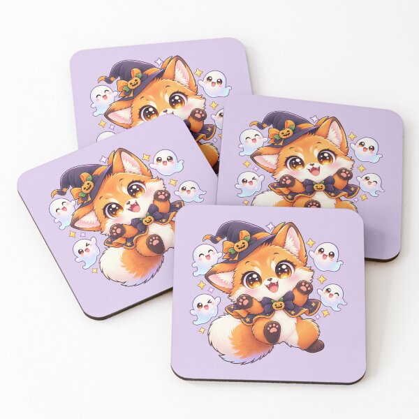 Item preview, Kawaii Fox & Ghosts Sticker Art – Cute Chibi Halloween Illustration designed and sold by MagicMakerPh.