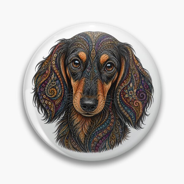 Item preview, Black and Tan Long-Haired Dachshund designed and sold by PaintedbyCarol.