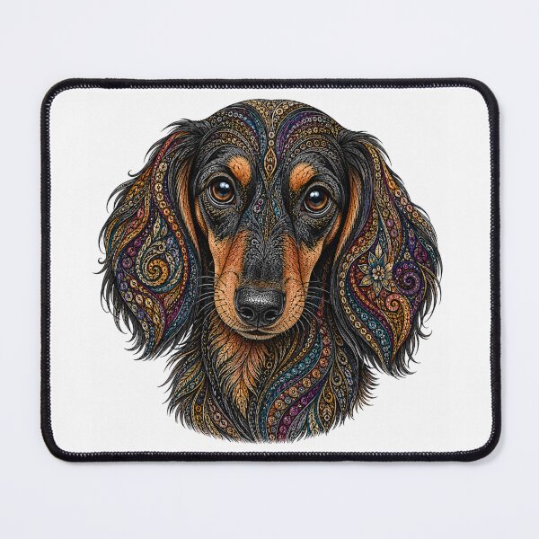 Item preview, Black and Tan Long-Haired Dachshund designed and sold by PaintedbyCarol.