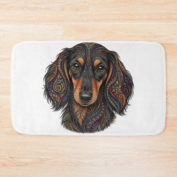 Item preview, Black and Tan Long-Haired Dachshund designed and sold by PaintedbyCarol.