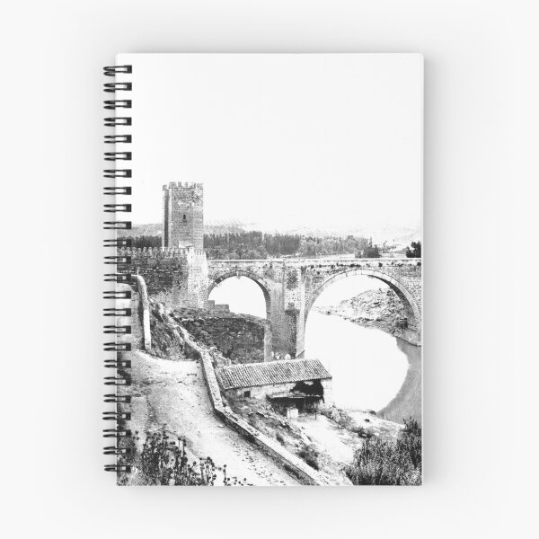 Item preview, Puente de Alcántara Roman arch bridge in Toledo, Spain vintage black and white photograph designed and sold by Astrid Arkhangelsky.