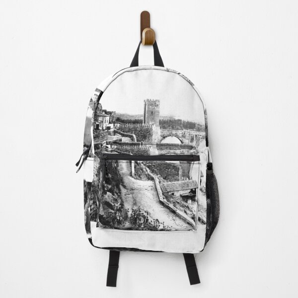 Item preview, Puente de Alcántara Roman arch bridge in Toledo, Spain vintage black and white photograph designed and sold by Astrid Arkhangelsky.