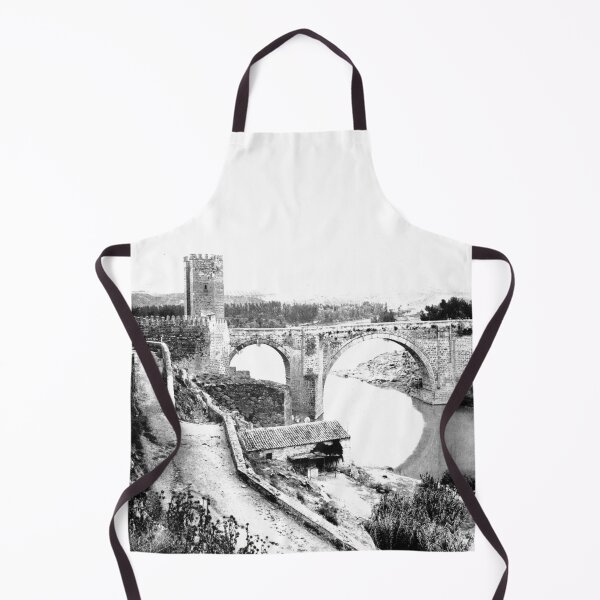 Item preview, Puente de Alcántara Roman arch bridge in Toledo, Spain vintage black and white photograph designed and sold by Astrid Arkhangelsky.