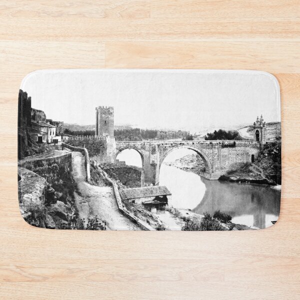 Item preview, Puente de Alcántara Roman arch bridge in Toledo, Spain vintage black and white photograph designed and sold by Astrid Arkhangelsky.