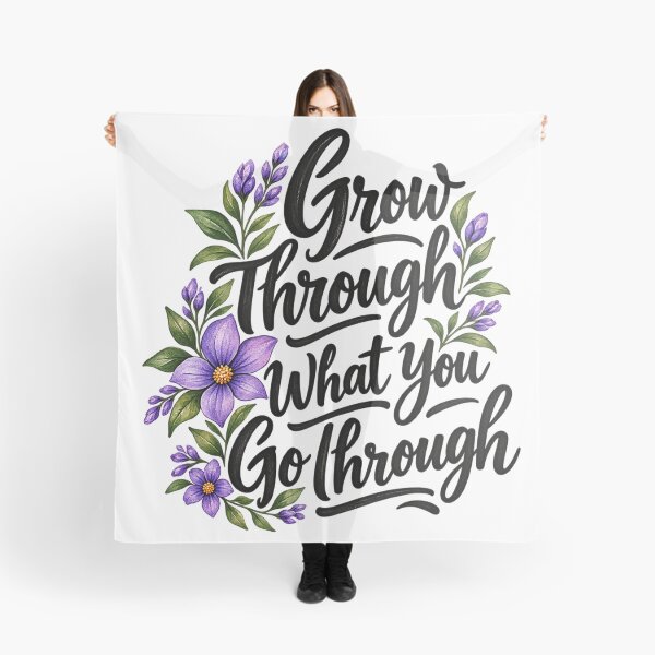 Item preview, Grow Through What You Go Through _ Inspirational Floral Quote designed and sold by Nunaprettyshop.