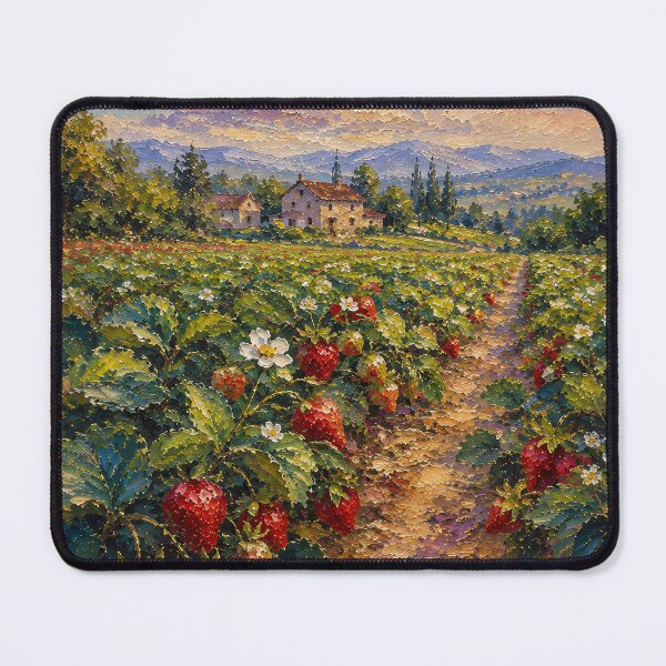 Item preview, Strawberry Field Oil Painting Impressionist Summer Farm designed and sold by Jozefin's Studio.