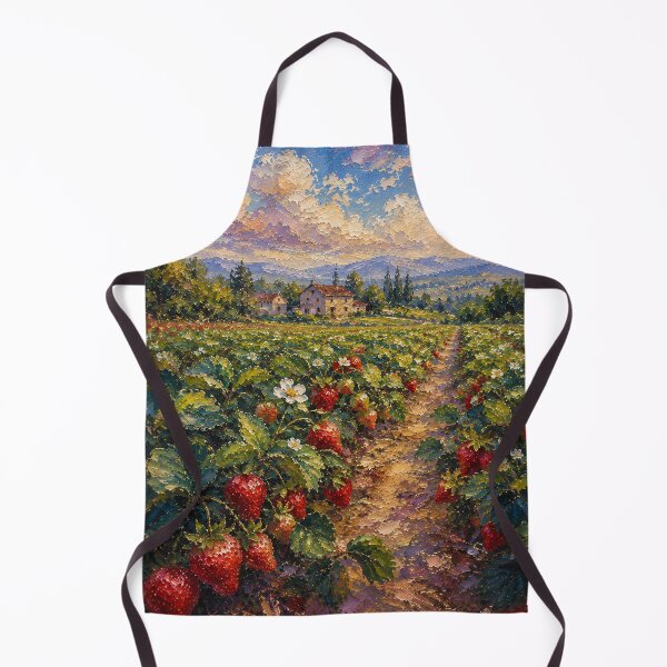 Item preview, Strawberry Field Oil Painting Impressionist Summer Farm designed and sold by Jozefin's Studio.
