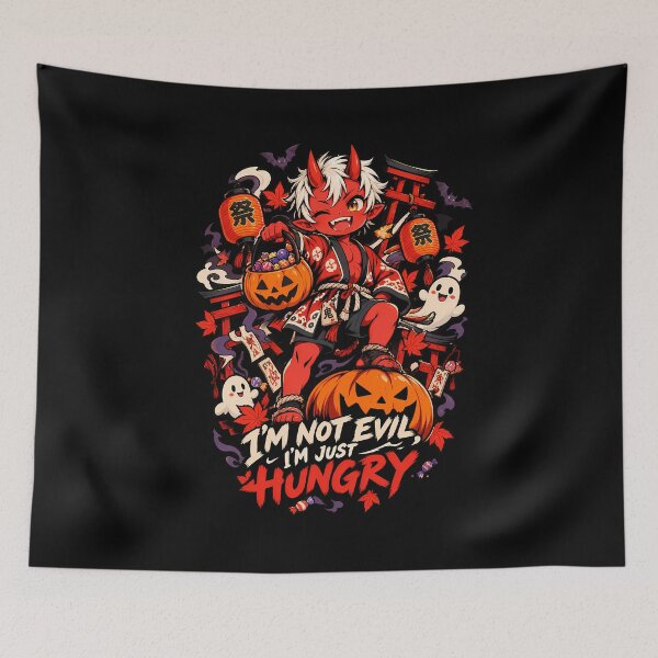 Item preview, Cute Japanese Oni Halloween Hungry Demon Funny Shirt Design designed and sold by Tong4130.