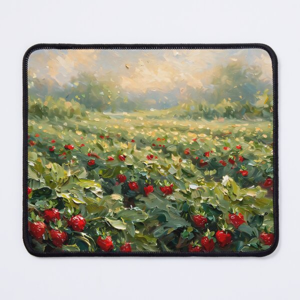 Item preview, Strawberry Field Oil Painting Warm Summer Landscape designed and sold by Jozefin's Studio.