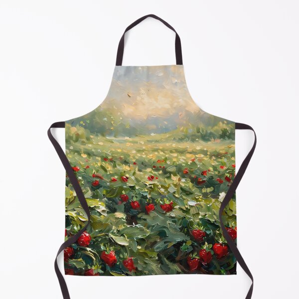 Item preview, Strawberry Field Oil Painting Warm Summer Landscape designed and sold by Jozefin's Studio.
