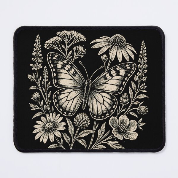Item preview, Vintage Butterfly in Wildflower Meadow - Beige Botanical Illustration designed and sold by Modern Antique Atelier .