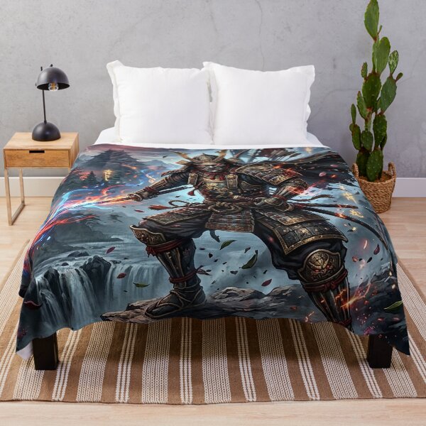 Item preview, Epic Samurai Warrior with Flaming Sword Under Blood Moon | Dark Fantasy Art designed and sold by Artsy Universe.