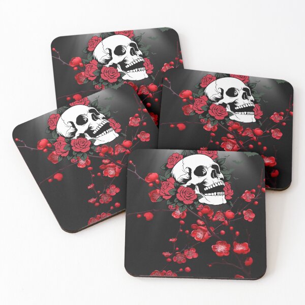 Item preview, Gothic Skull and Red Roses – Dark Romantic Floral Art designed and sold by wittyart.