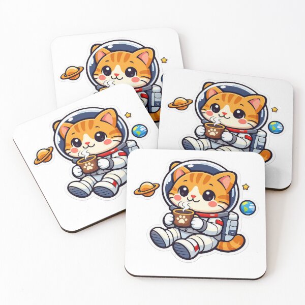 Item preview, Cute Astronaut Cat Drinking Coffee designed and sold by Shady-Studio.