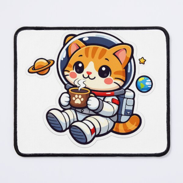 Item preview, Cute Astronaut Cat Drinking Coffee designed and sold by Shady-Studio.