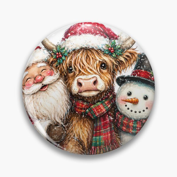 Item preview, Rustic Highland Cow With Santa And Snowman Christmas designed and sold by DYAFLK.