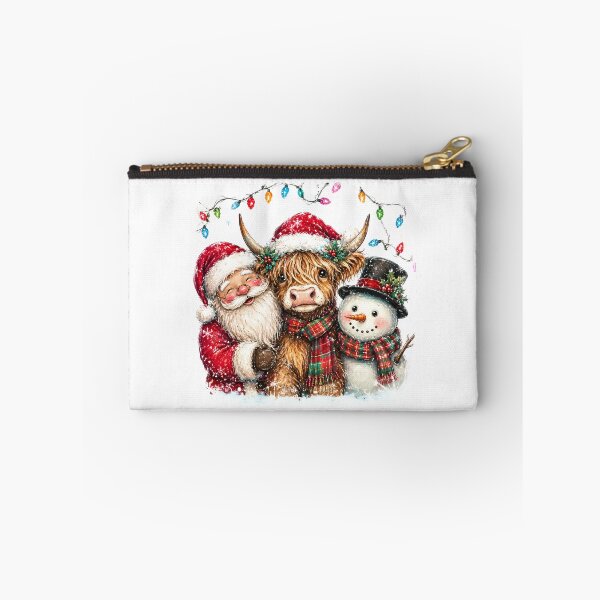 Item preview, Rustic Highland Cow With Santa And Snowman Christmas designed and sold by DYAFLK.