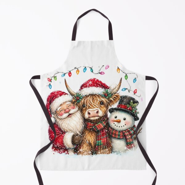 Item preview, Rustic Highland Cow With Santa And Snowman Christmas designed and sold by DYAFLK.
