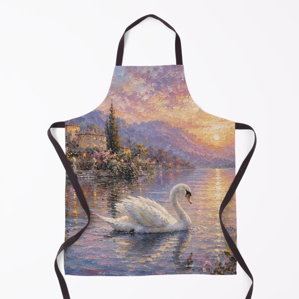 Artikelvorschau, Impressionistisches Gemälde vom Schwanensee: Rosen im Sonnenuntergang entworfen und verkauft von Jozefin's Studio.