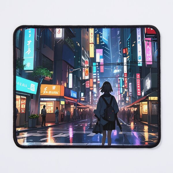 Item preview, Cyberpunk Neon Tokyo Girl - Anime Cityscape designed and sold by Jo Art.