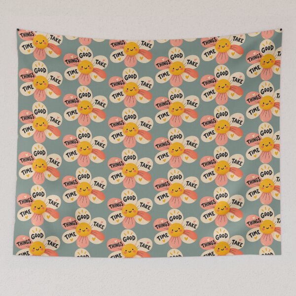 Item preview, Good Things Take Time Cute Flower Quote designed and sold by StickyDelights.