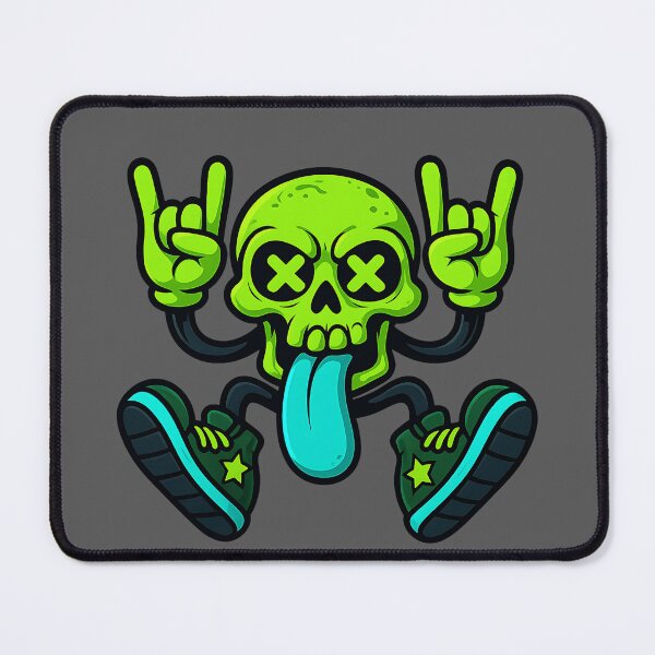 Item preview, Neon Green Rocker Skull Sticking Tongue designed and sold by MarCinu Art.