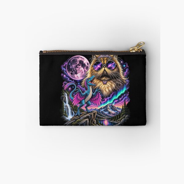 Item preview, Cosmic Cat with Velociraptor Moon Galaxy Fantasy designed and sold by NoeValdric.