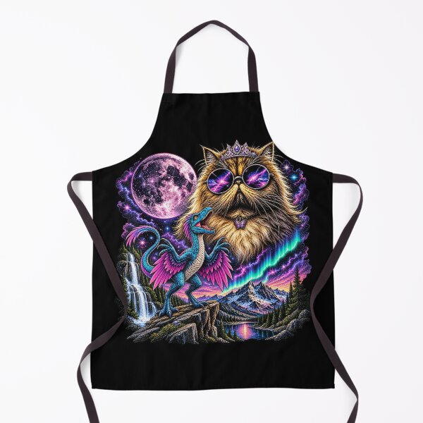Item preview, Cosmic Cat with Velociraptor Moon Galaxy Fantasy designed and sold by NoeValdric.