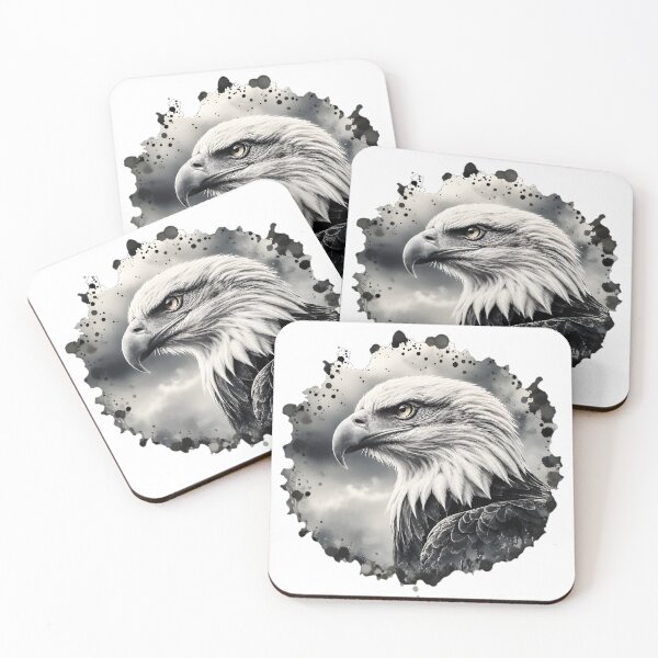 Item preview, Majestic Bald Eagle Black and White Watercolor Portrait designed and sold by RubisLeaf.