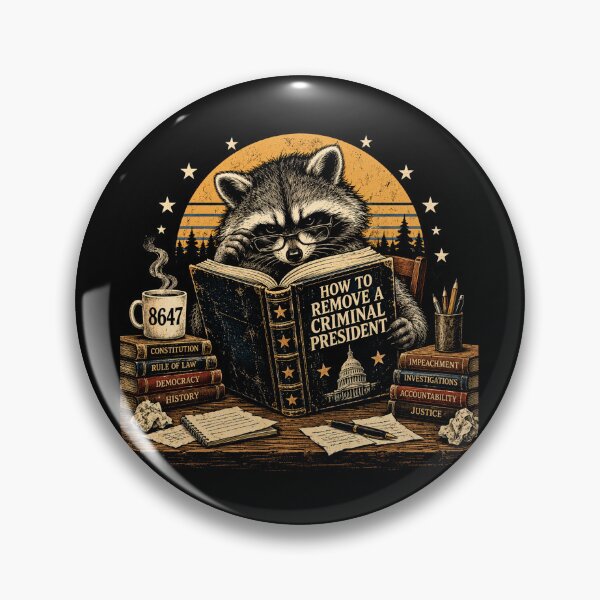 Item preview, Raccoon Reading How to Remove a Criminal President – Political Satire designed and sold by WILLIAMS-BR.