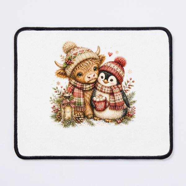 Item preview, Cute Highland Cow And Penguin Cozy Winter Hot Cocoa designed and sold by DYAFLK.
